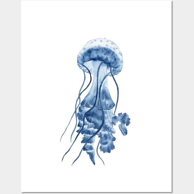 Watercolor blue jellyfish art Wall Art by InnaPatiutko